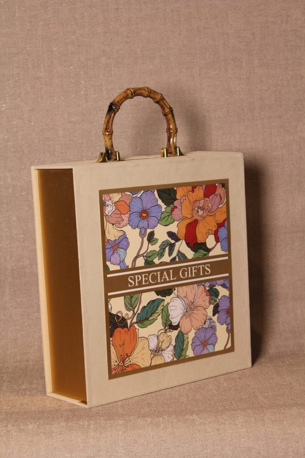 Luxury Velvet Square Gift Boxes with Bamboo Handle - Image 4