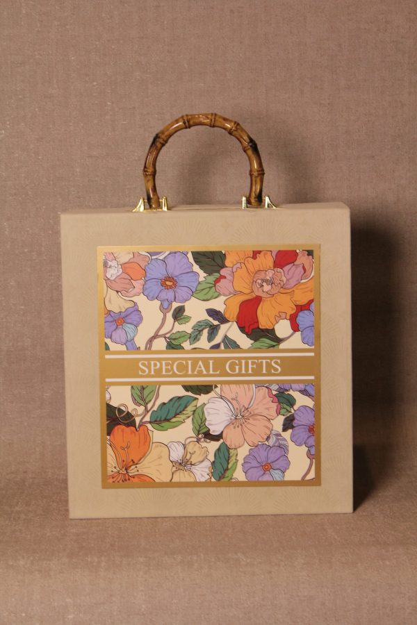 Luxury Velvet Square Gift Boxes with Bamboo Handle - Image 5