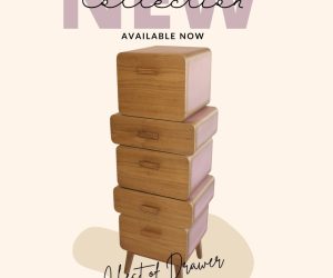 Modern Pink and Wood Chest of Drawers