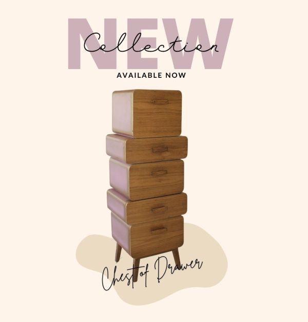 Modern Pink and Wood Chest of Drawers - Image 2