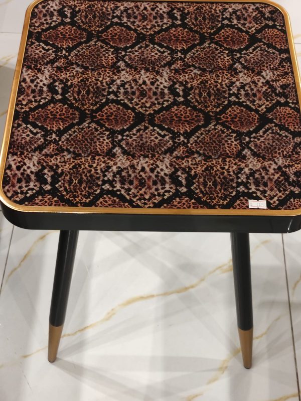 Snakeskin-Print and Gold Tripod Side Table – Big - Image 2