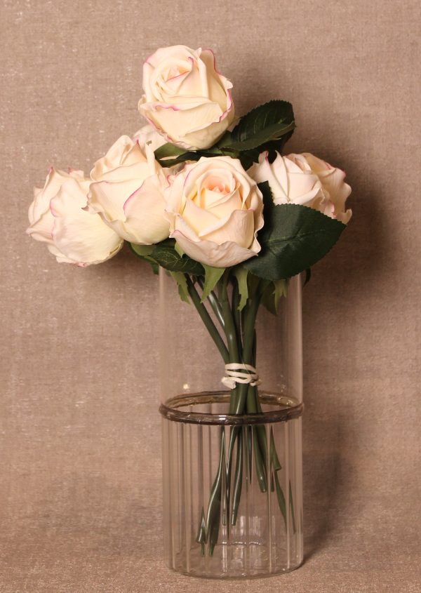 Lifelike Silk Cream Rose Bouquet - Image 2