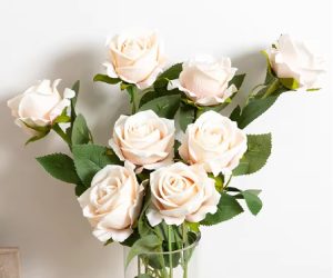 Lifelike Silk Cream Rose Bouquet