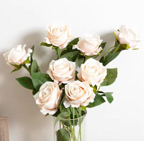 Lifelike Silk Cream Rose Bouquet