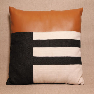 Striped Faux Leather Lumbar Throw Pillow