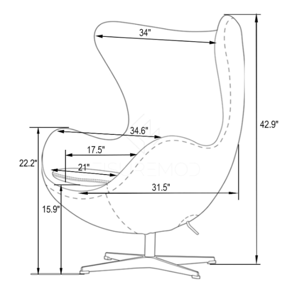 LeisureMod Mid-Century Modern Egg Chair - Image 5