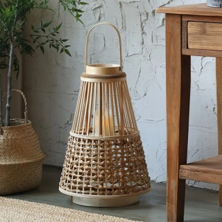 Handcrafted Cane Wood Candle Stand / Woven Lantern