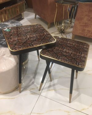 Snakeskin-Print and Gold Tripod Side Table - Small