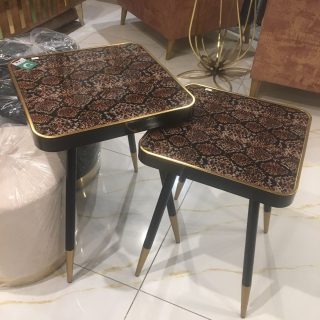 Snakeskin-Print and Gold Tripod Side Table - Small