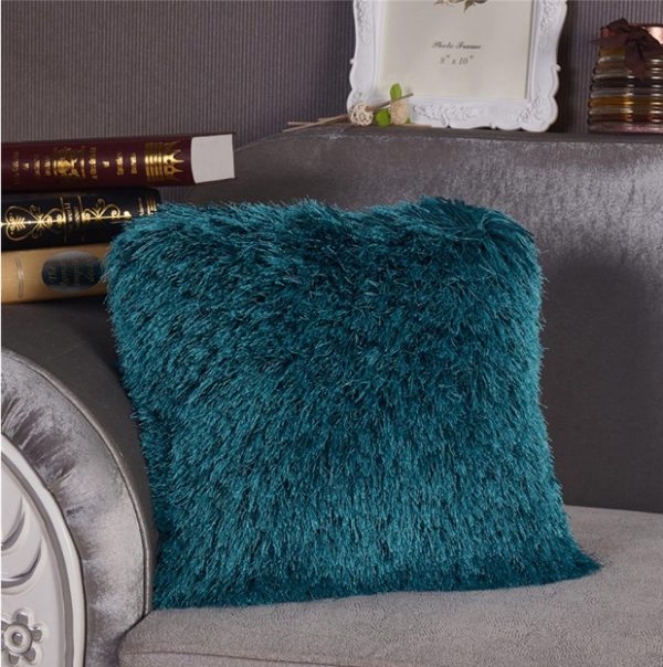 Shaggy Teal Accent Cushion - Image 4