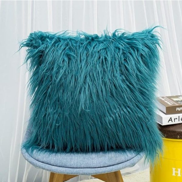 Shaggy Teal Accent Cushion - Image 2