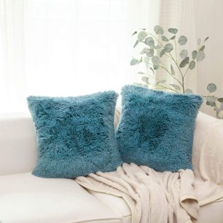 Shaggy Teal Accent Cushion