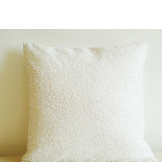 Elegant White Sequin Cushion